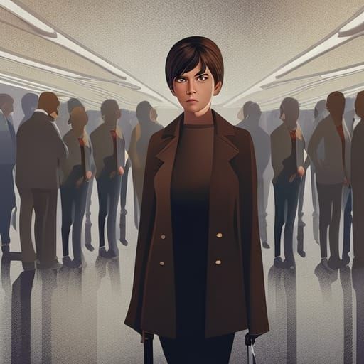 Sad Woman Alone in Crowded Room