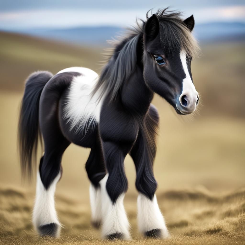 Steampunk Dartmoor Pony Portrait in Digital Art