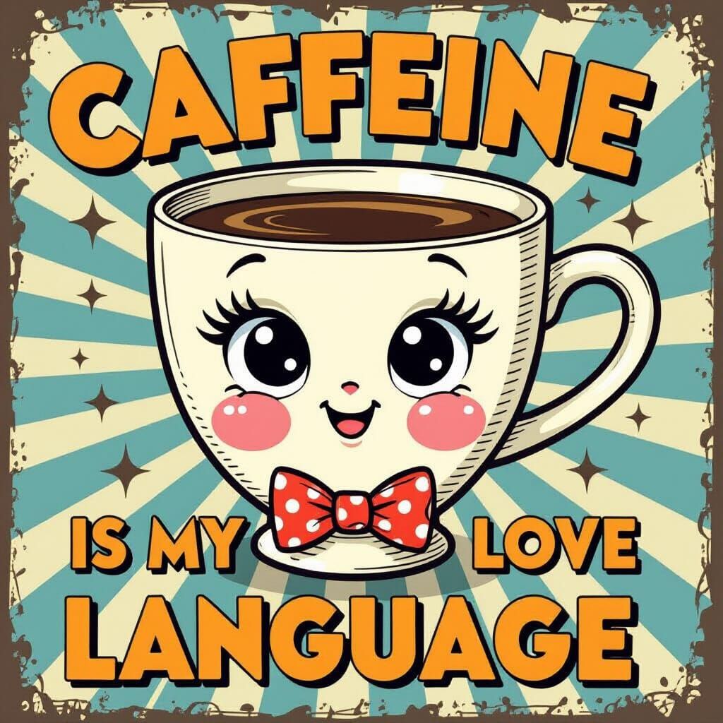 Charming Coffee Cup Cartoon Character in 1930s Style