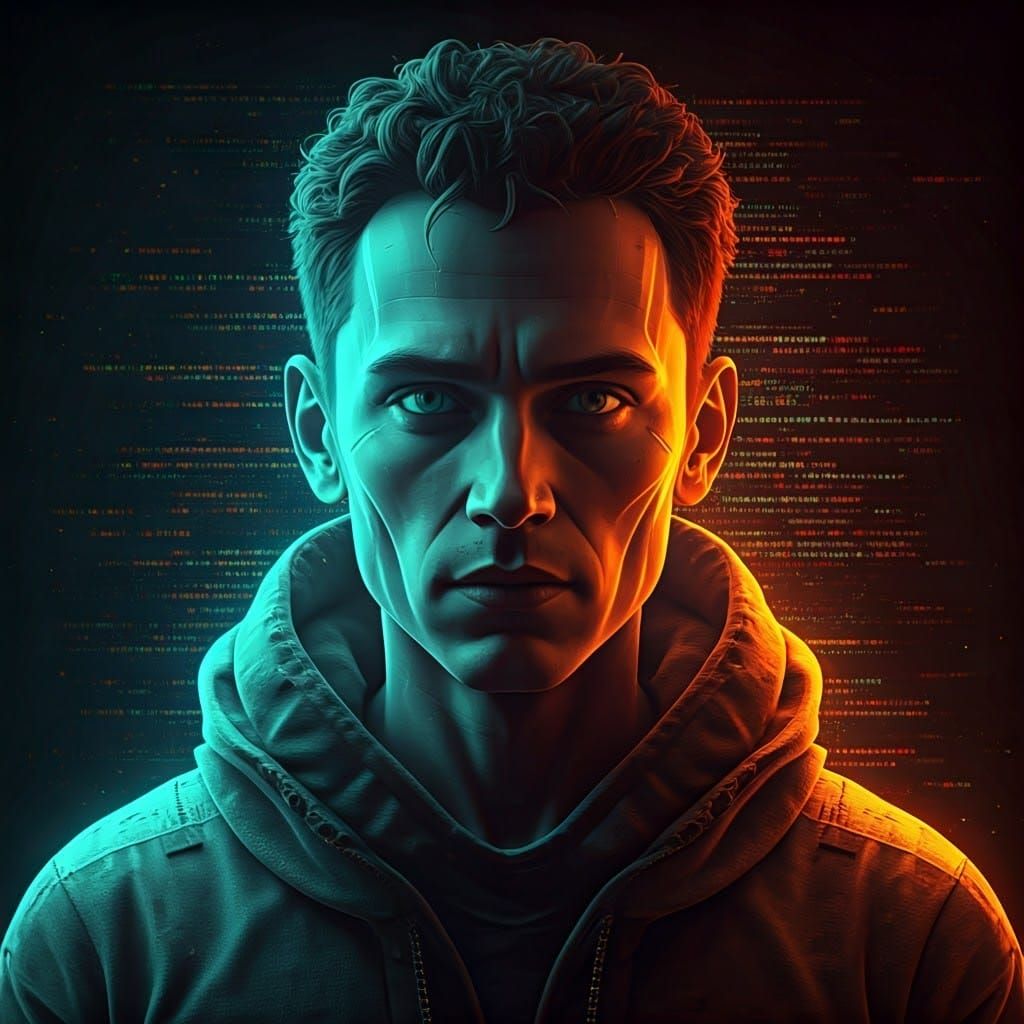 Futuristic Glitch-Art Portrait in Cyberpunk Style