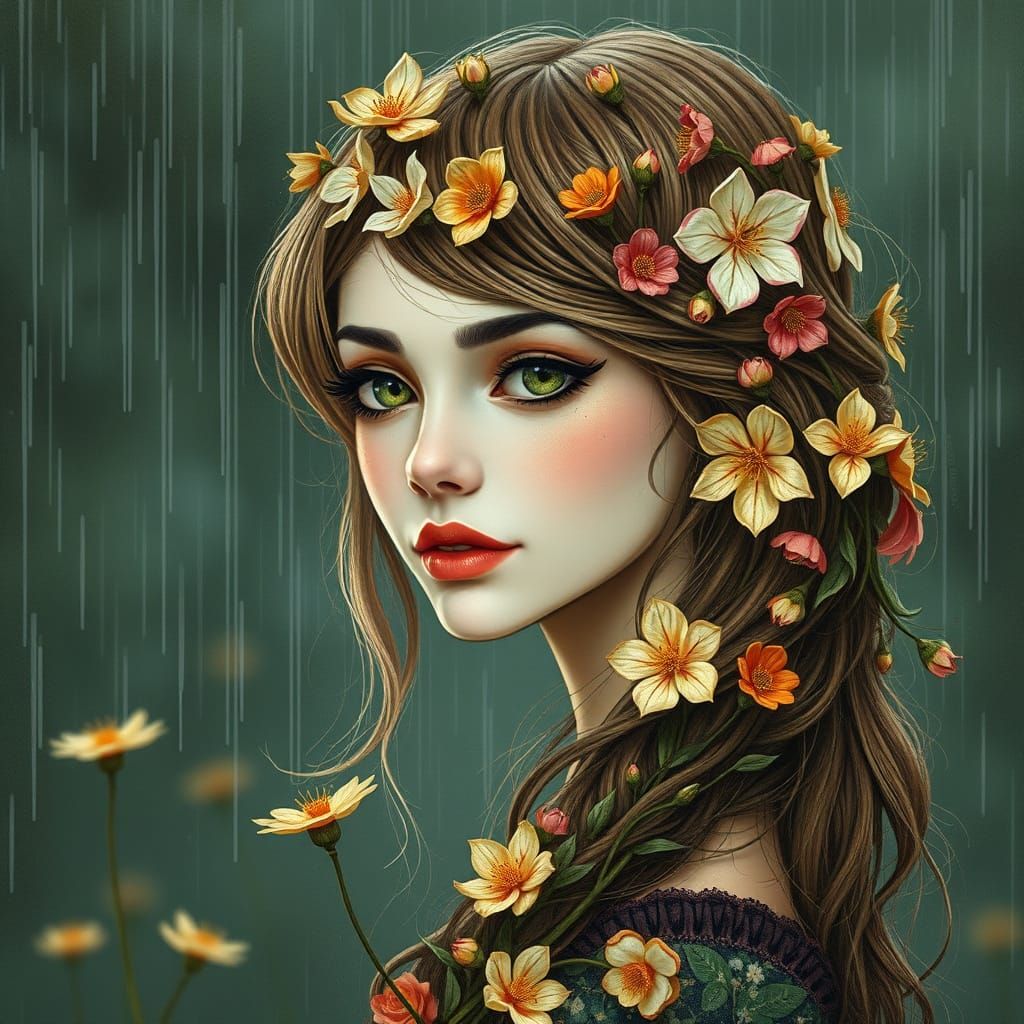 Enchanted Forest Nymph in a Dreamy, Impressionist Style