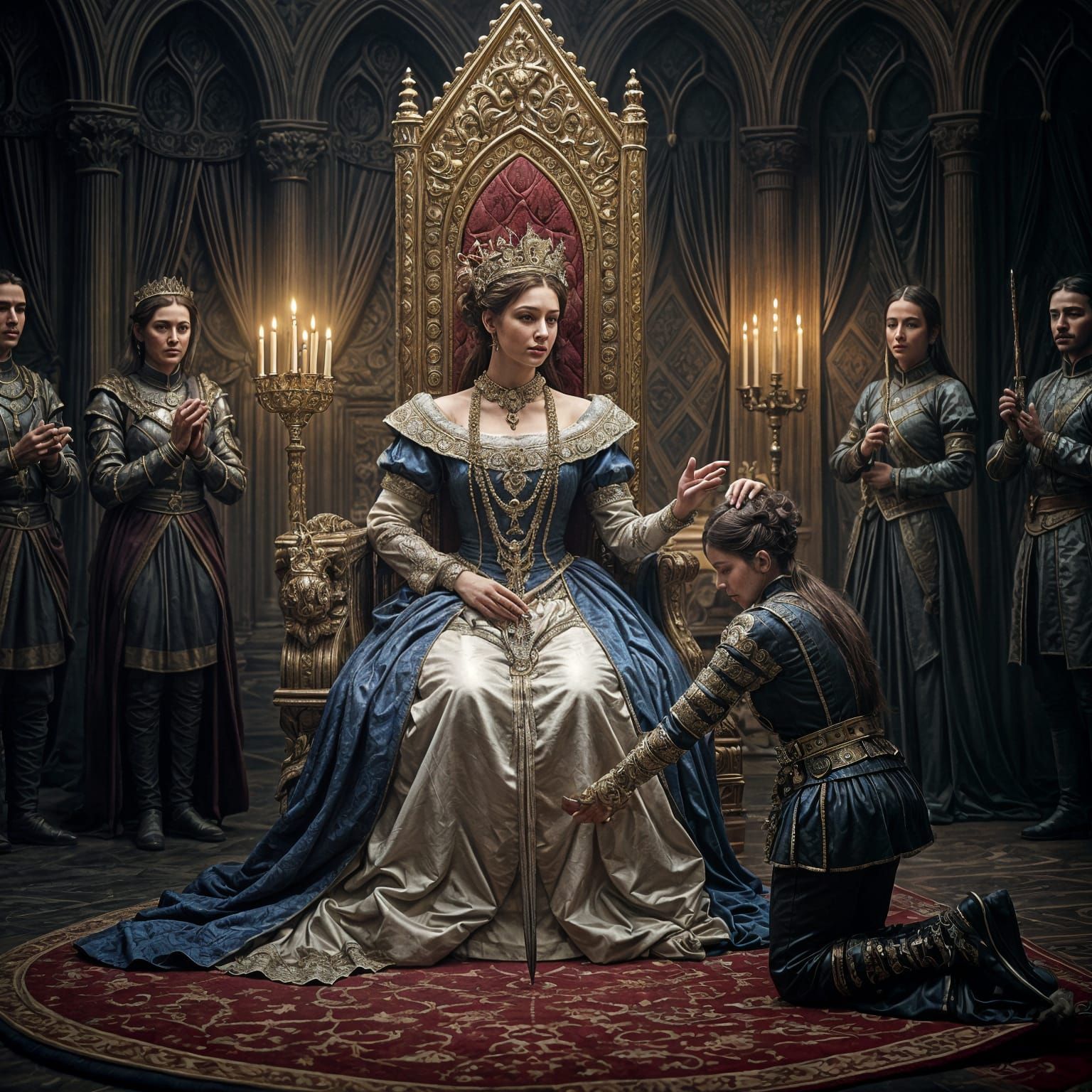 Haughty Queen on Over-Ornate Throne