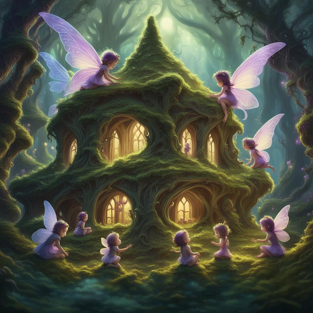 Enchanting Fairy Babies in Lush Forest Glade
