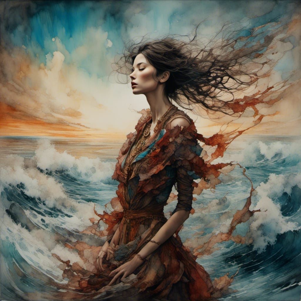 Romantic Watercolor Portrait with Bokeh Effect