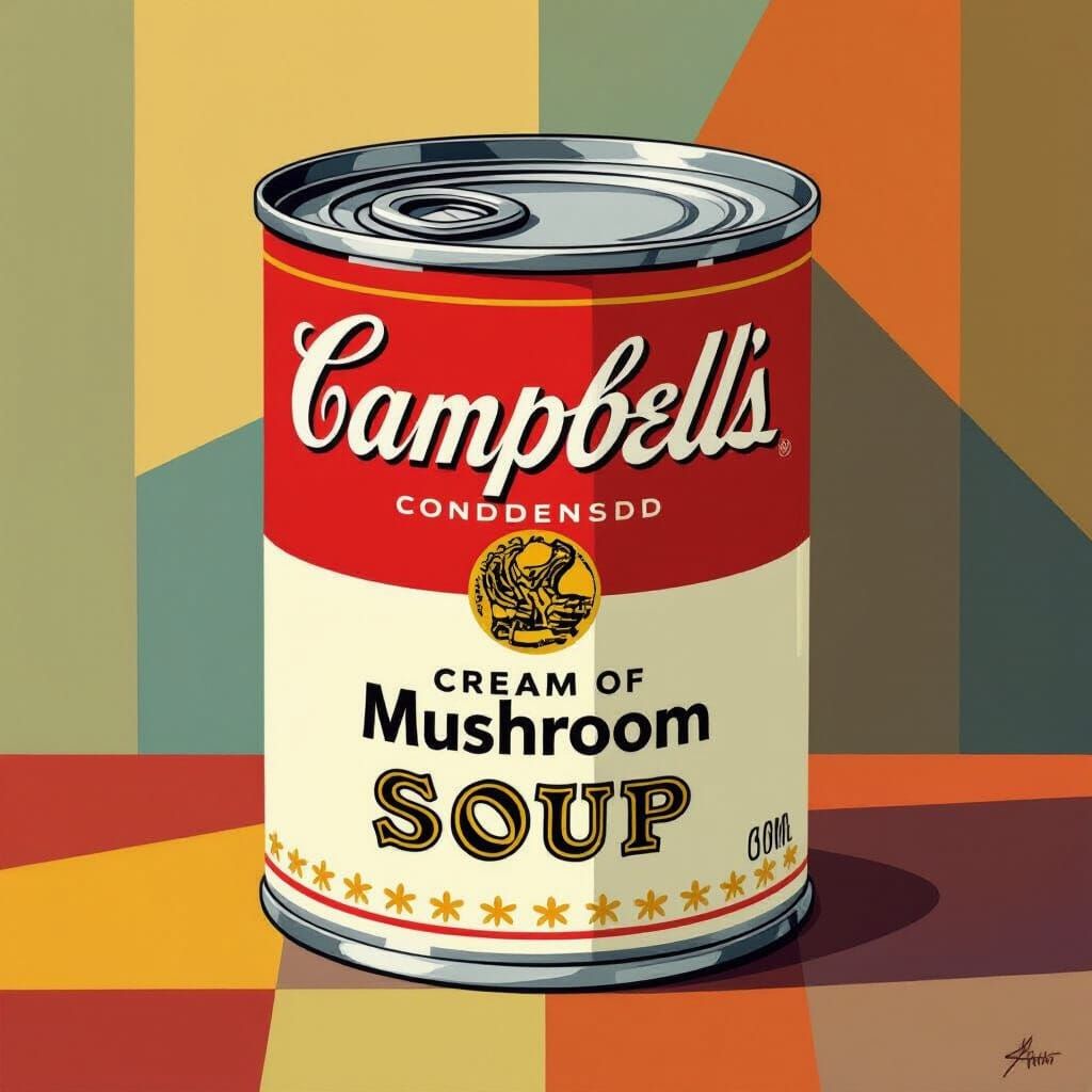 Cubist Campbell's Soup Can in Art Deco Style