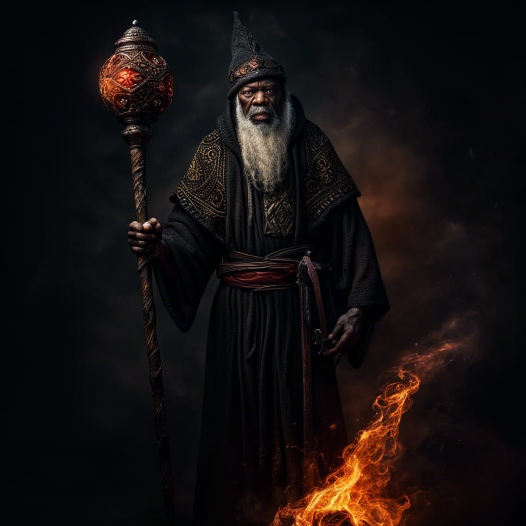 Intimidating Fire Sorcerer Cleric with Mace