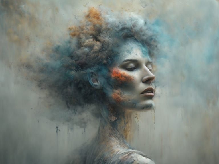 Impressionist Portrait of Woman in Abstract Expressionist St...