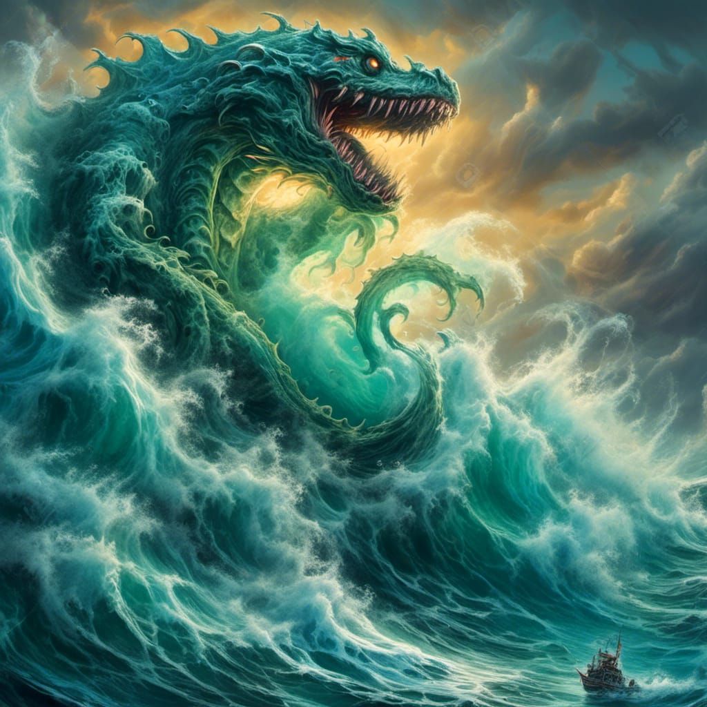 Colossal Sea Monster Rides a Tidal Wave