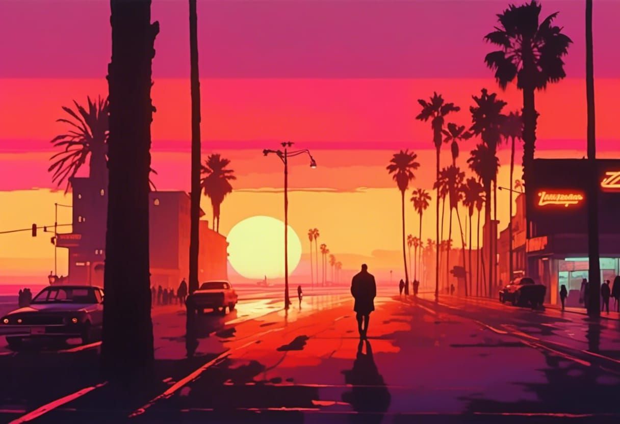 Venice Beach Cyberpunk Sunset: A Cinematic Vision