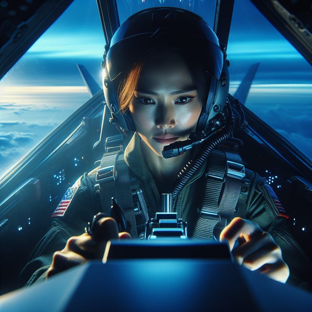 A futuristic fighter jet pilot. cockpit view