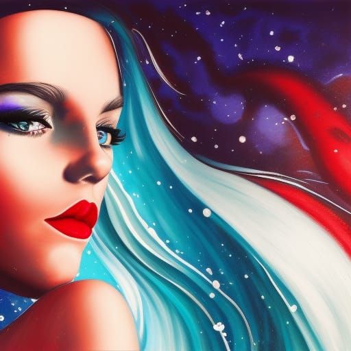 Santa Ebony Girl with Tattoo in Hyperrealistic Style