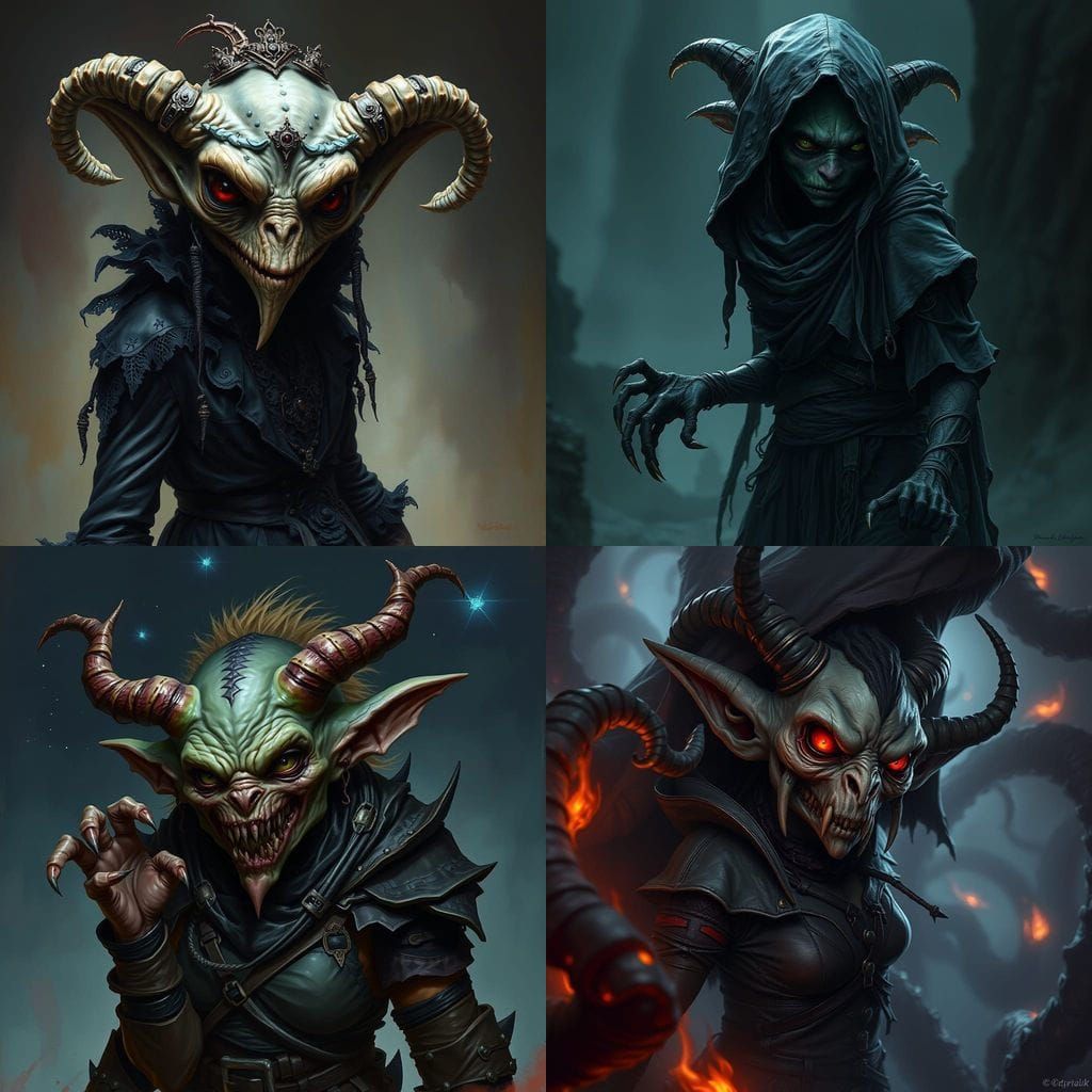 Eldritch Female Goblin in Dark Cosmic Style