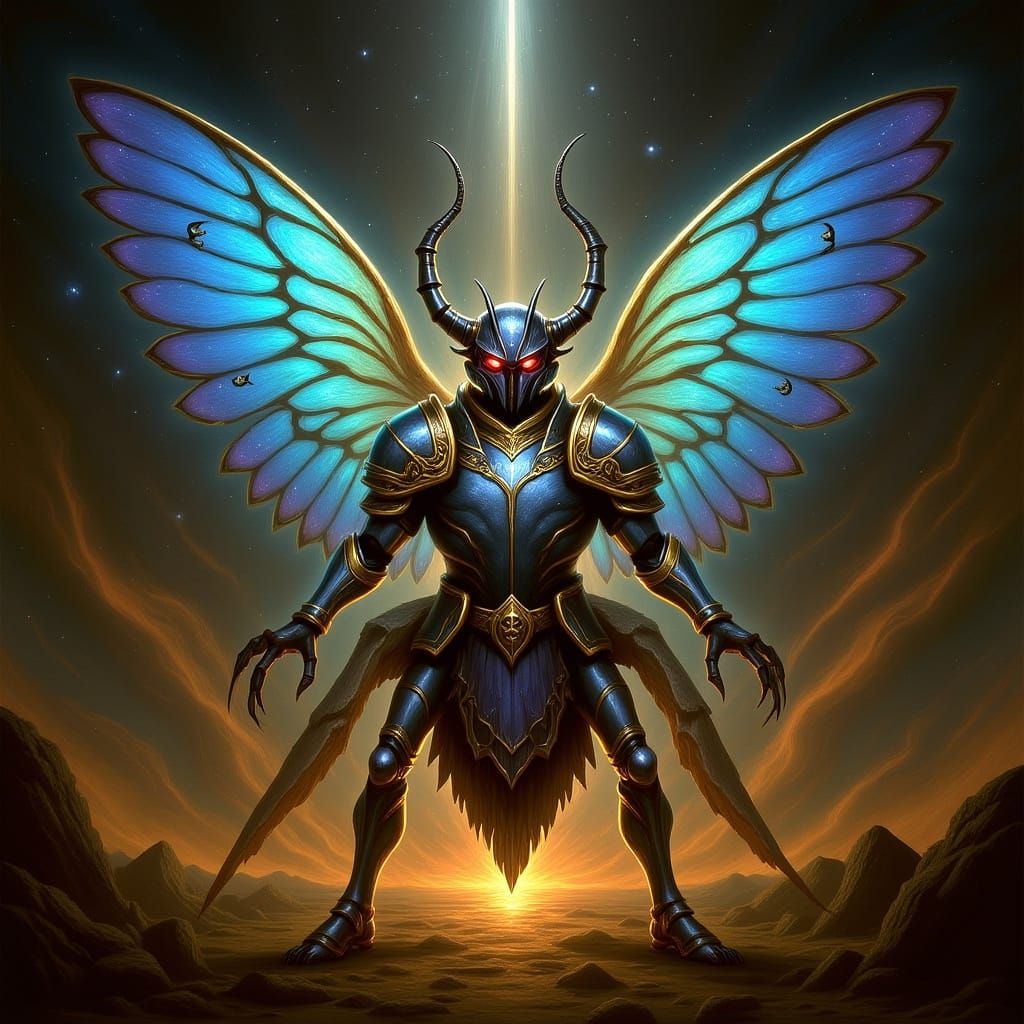 Mythical Sacred Insect with Constellation Wings