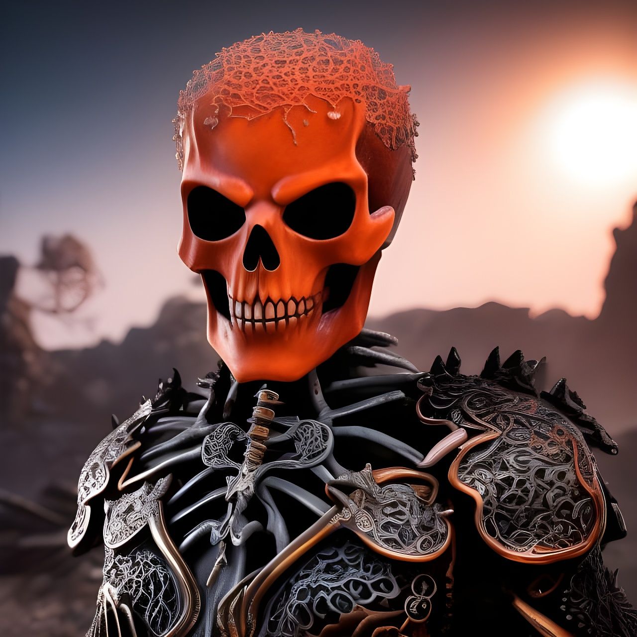 Coral Skeleton Ghost Rider in Filigree Armour