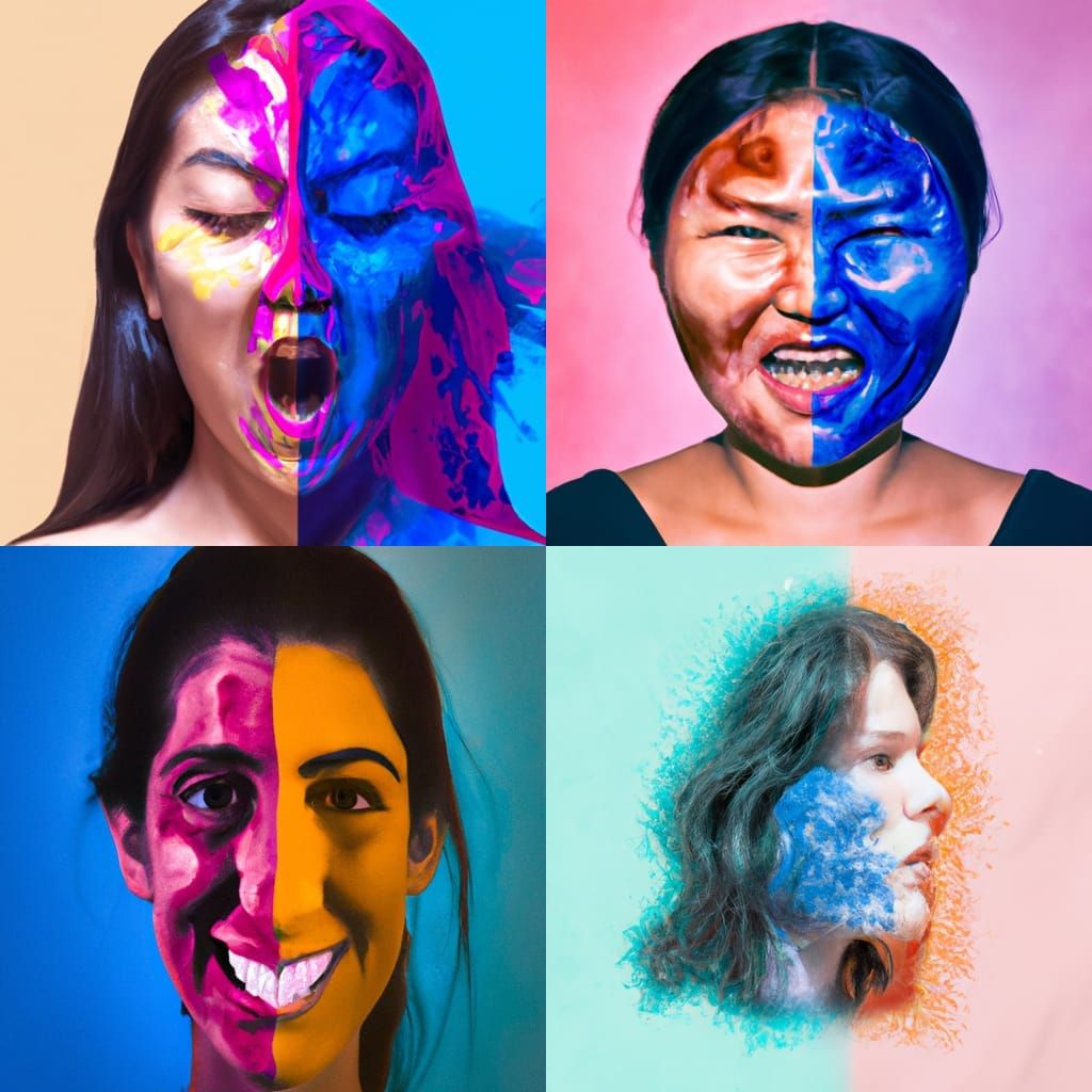 Hyperrealistic Two-Faced Woman in Splash Art Style