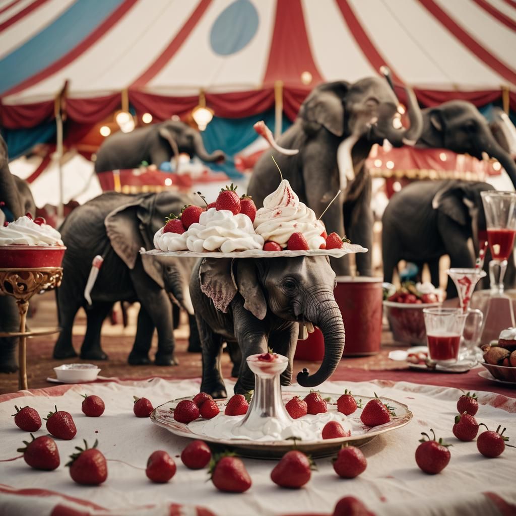 Strawberry Sundae in Circus Tent: Food Photography