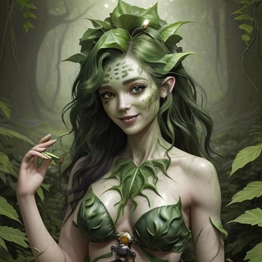 Joyful Forest Spirit with Blooming Hair