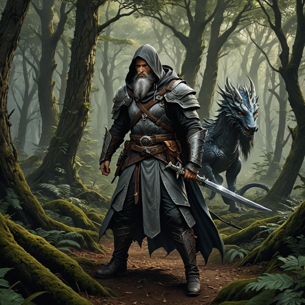 Druid in Forest, 2D Dungeons and Dragons Style