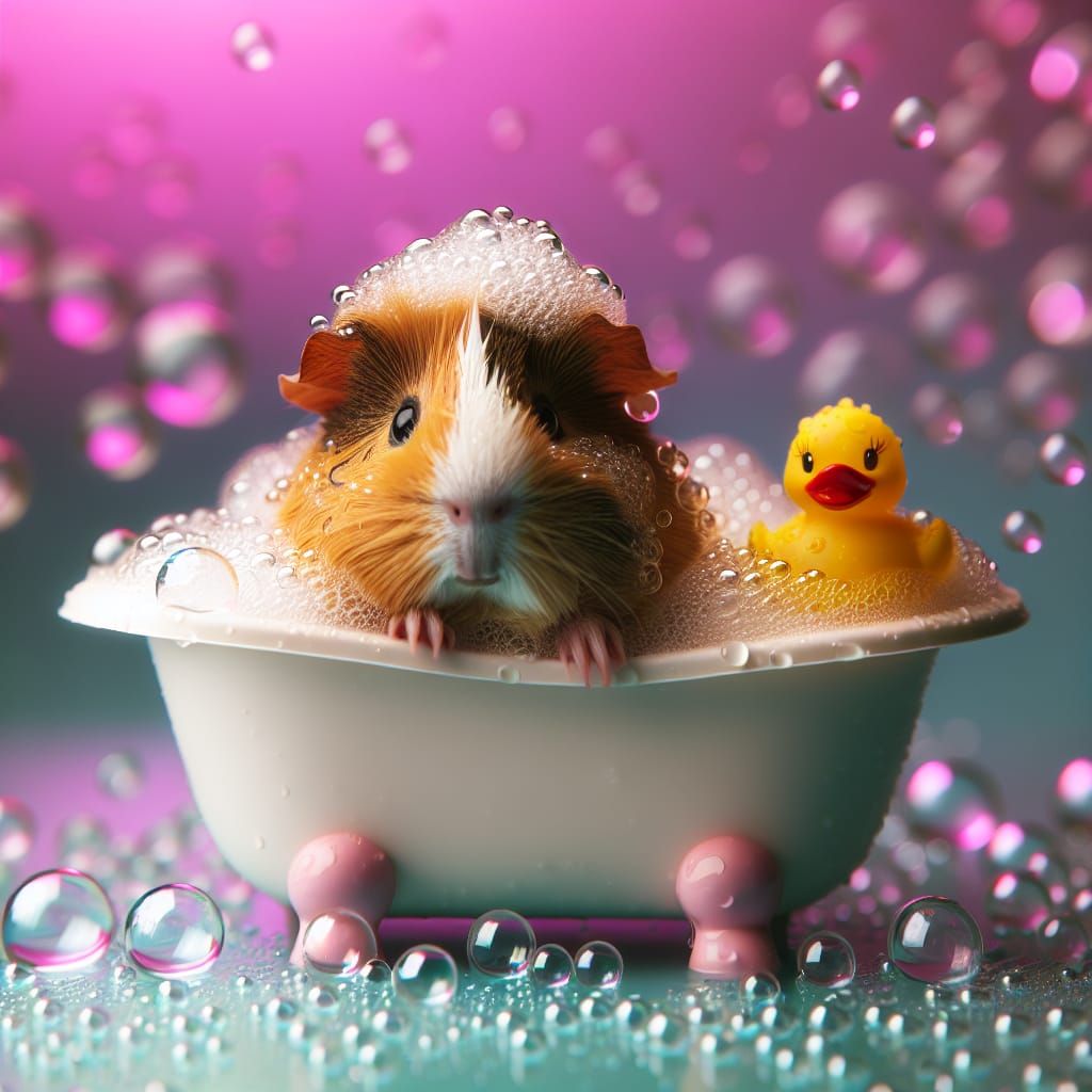 Guinea Pig's Fluorescent Bubble Bath Adventure