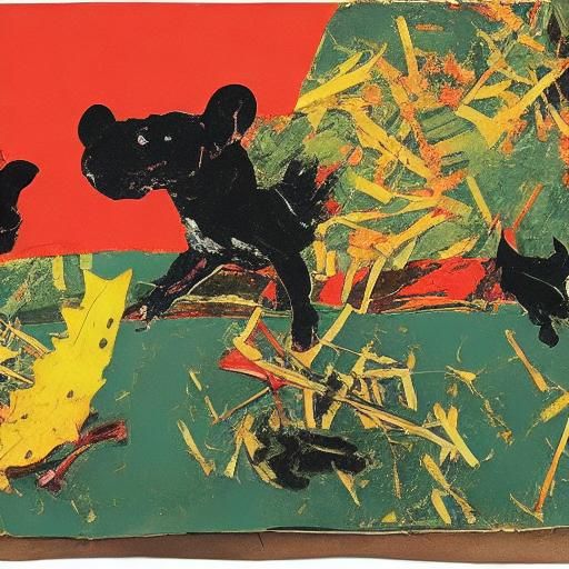 Autumnal Paper Mouse Collage Art