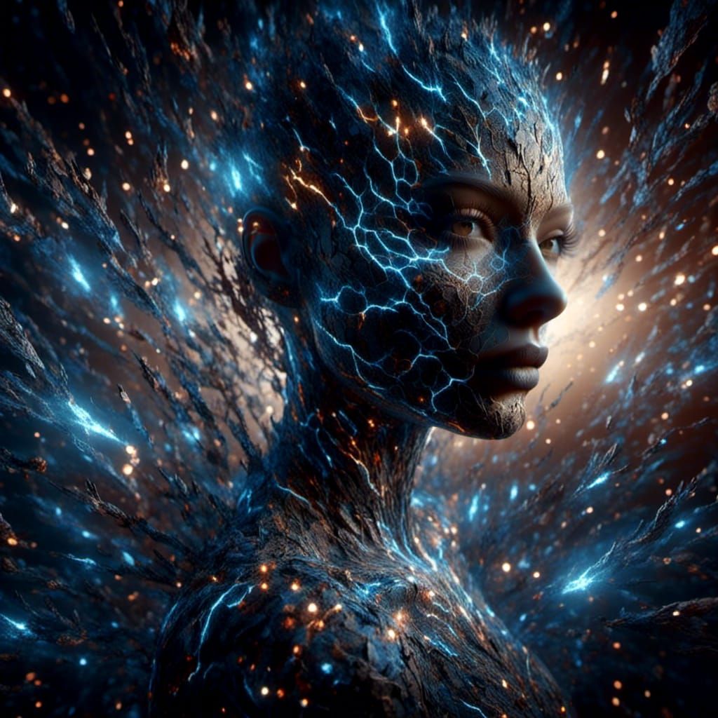 Woman Formed From Constellations in Digital Art