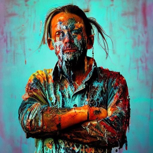 Ink Splashes Portrait in Soft Cinematic Lighting