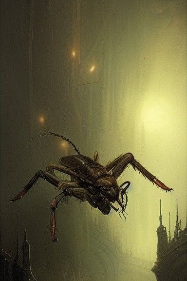 Insect City Horror in Engraving Style