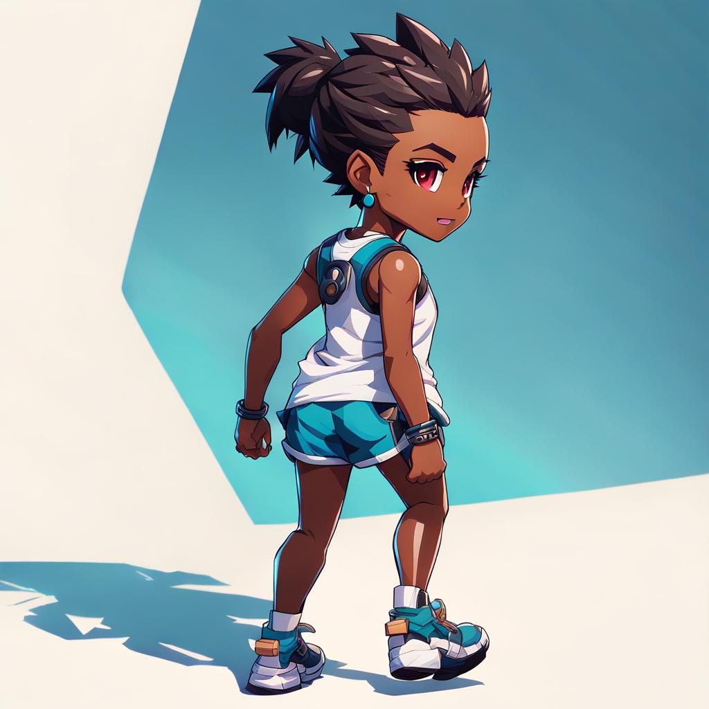 Chibi Girl Walking in Neo-Pop Game Art Style