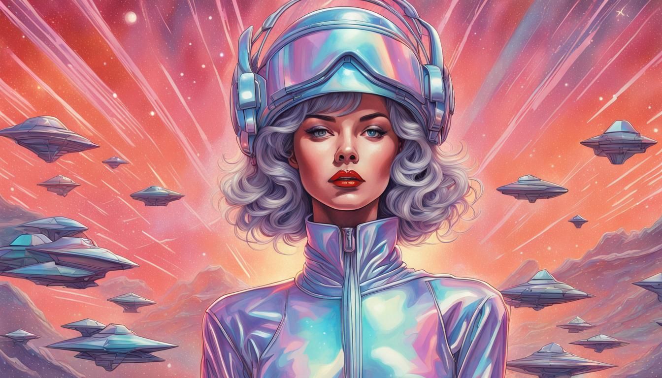 Retro Sci-Fi Pin-Up Illustration in Sorayama Style