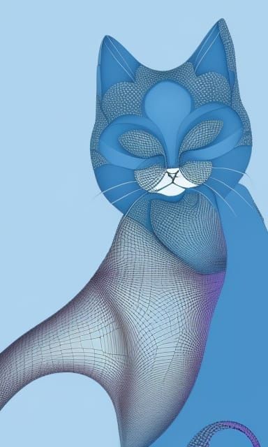 Abstract Fractal Purple Cat with 3D Shading