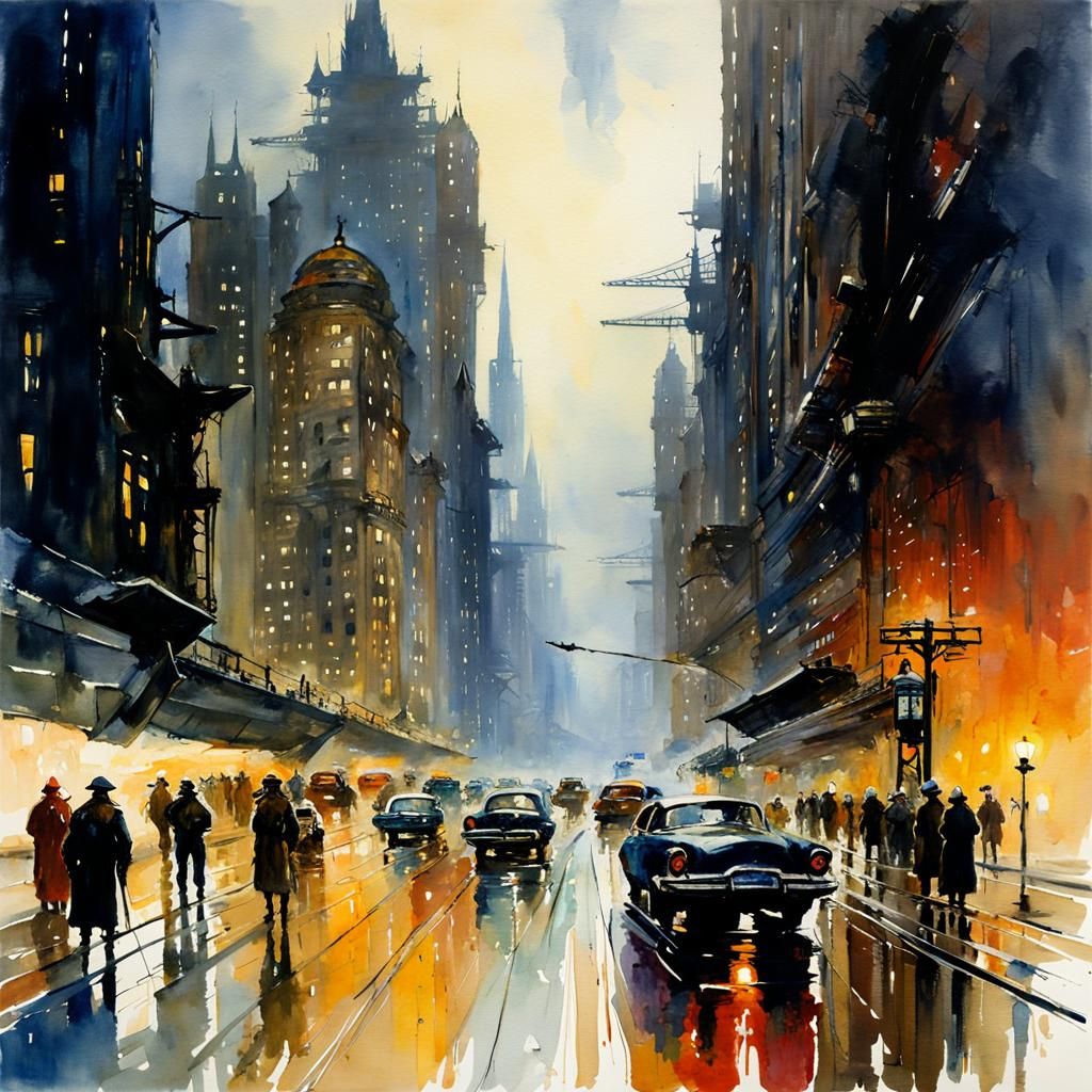 Dystopian Cityscape in Dark Fantasy Style