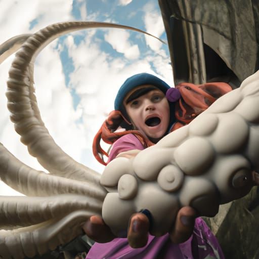 Anime Girl vs Tentacle Monster: Hyperrealistic Portrait