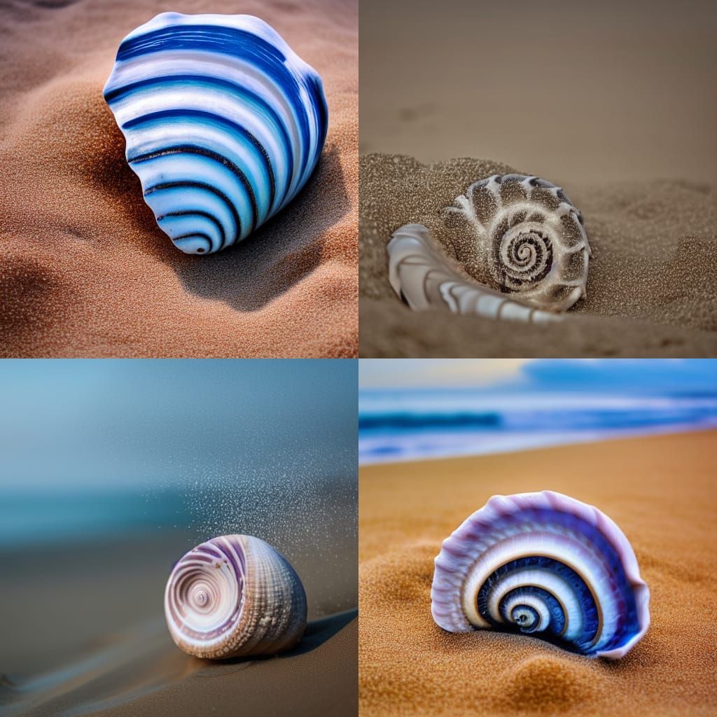 Spiral Seashell Beach Photo with Bokeh
