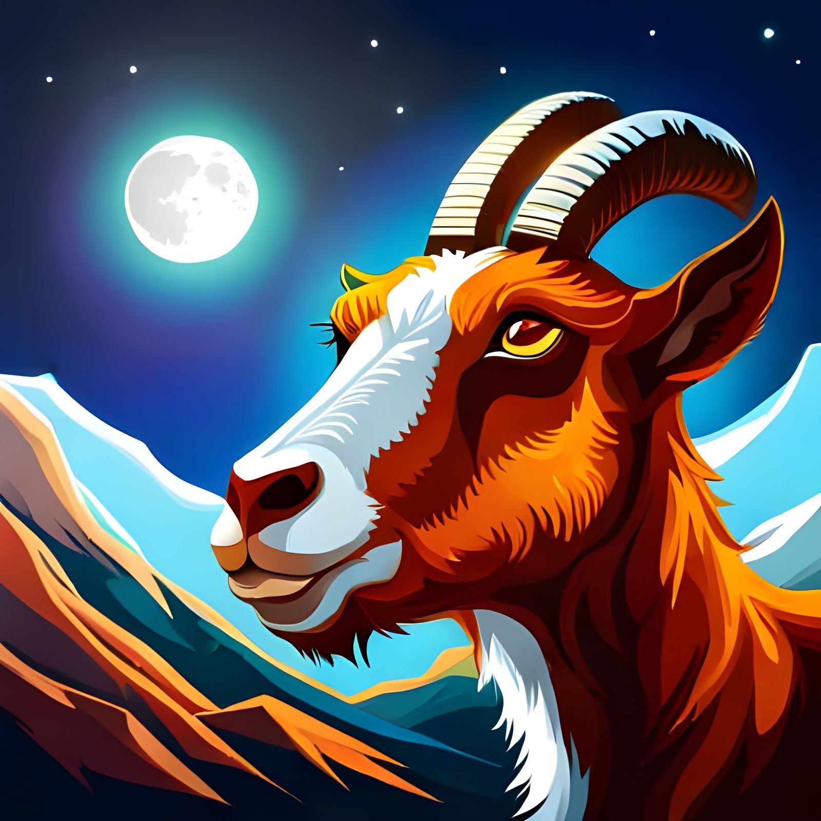 Gary the Goat on the Moon: Hyperrealistic Splash Art