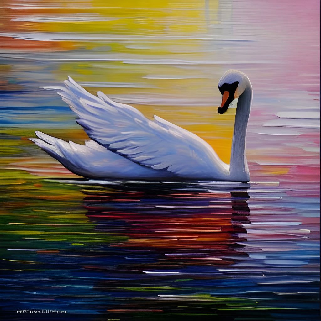 Silver Thread Swans: Neo-Impressionist Expressionist Oil Pai...