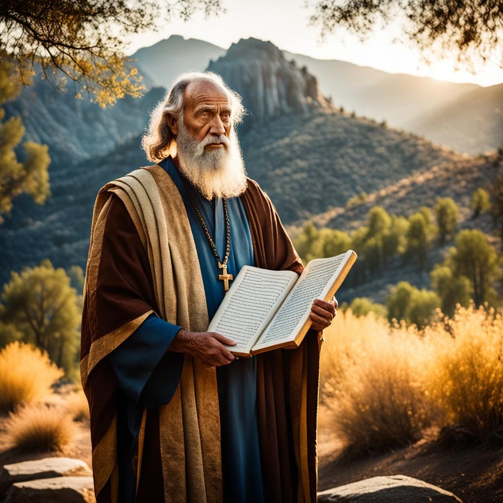 Moses Holds the Ten Commandments: Ansel Adams Style