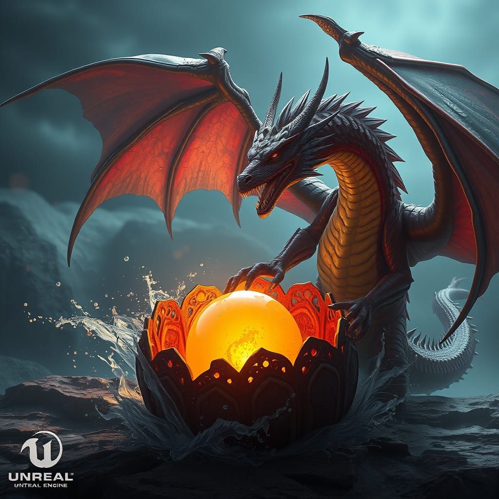 Fantastical Dragons and Eggs in Vibrant Matte Painting