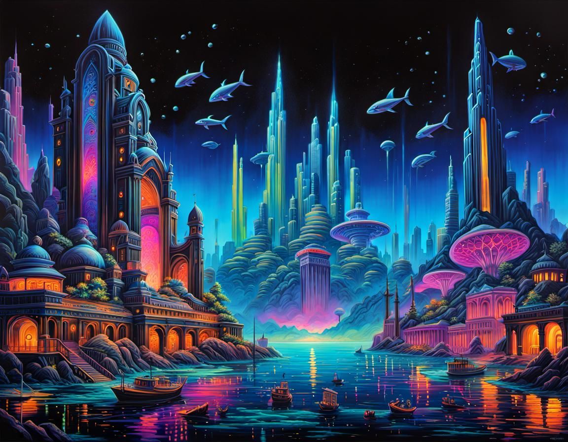 Bioluminescent Atlantis: Graffiti Art Under the Sea