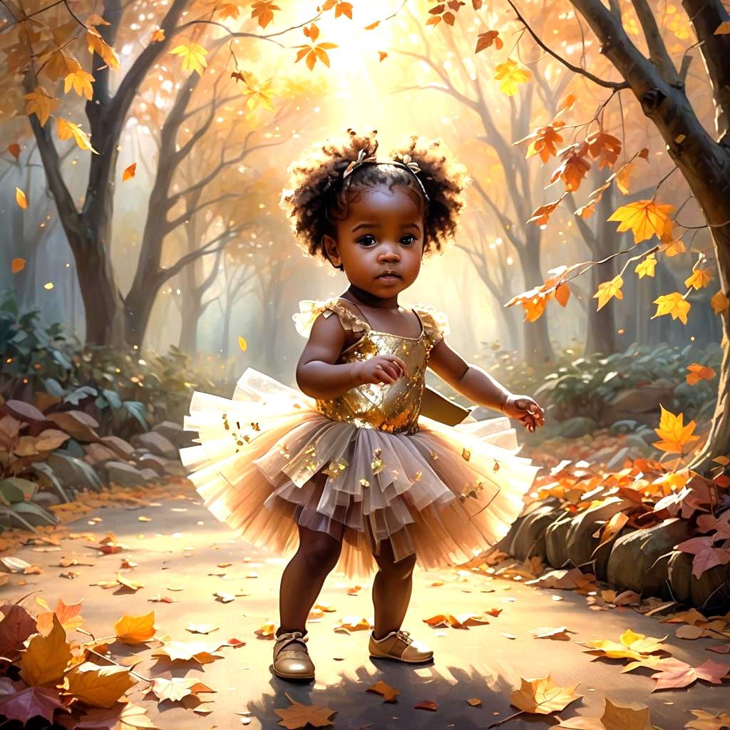 Toddler in Autumnal Fantasy, Luminist Style