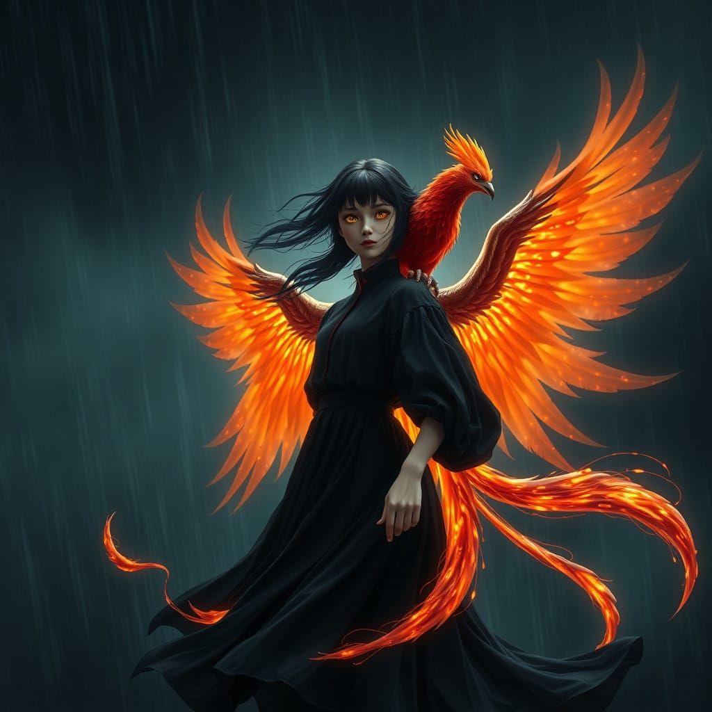 Girl with Phoenix: A Cinematic, Fantastical Portrait