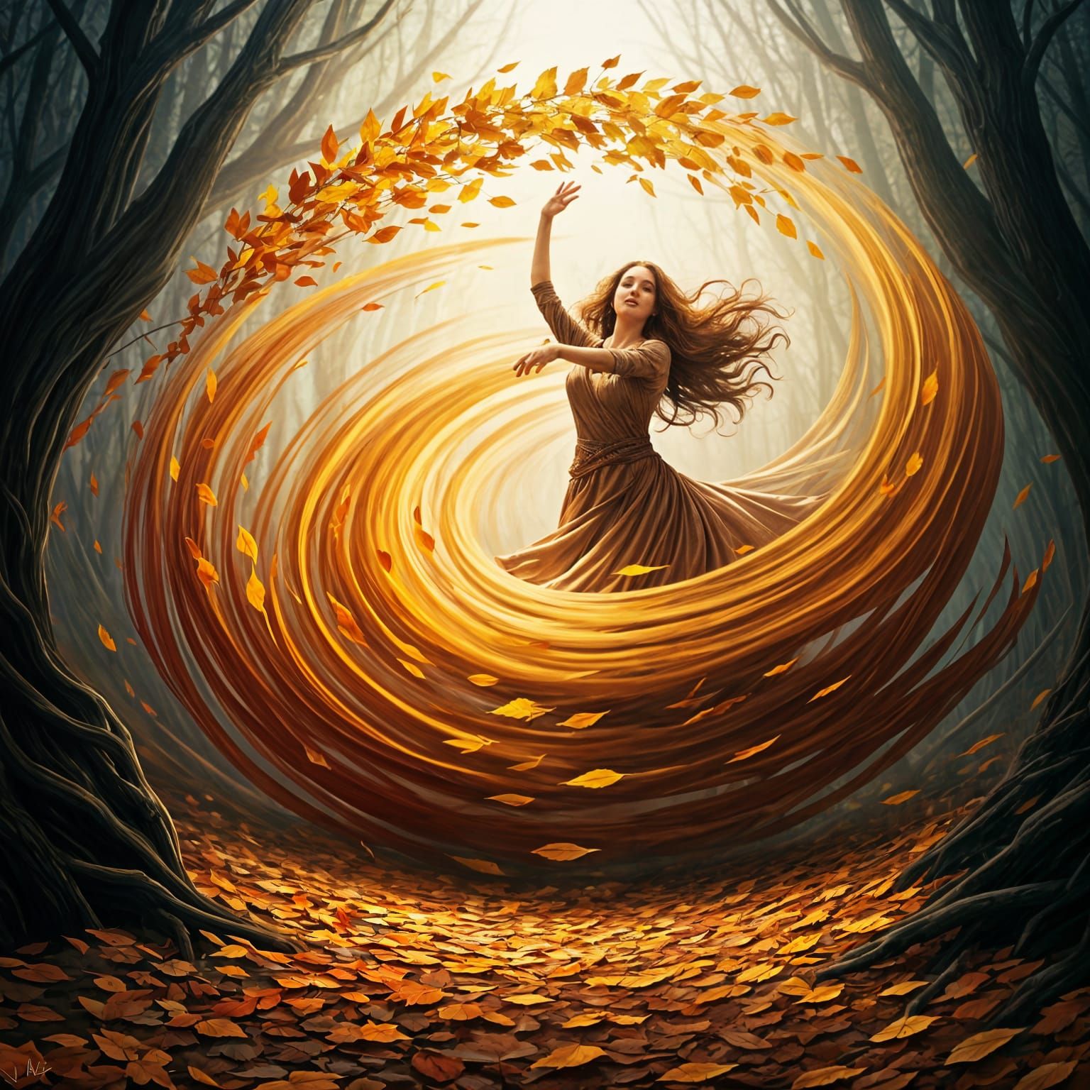 Whirling Dervish in Autumn Forest Dance