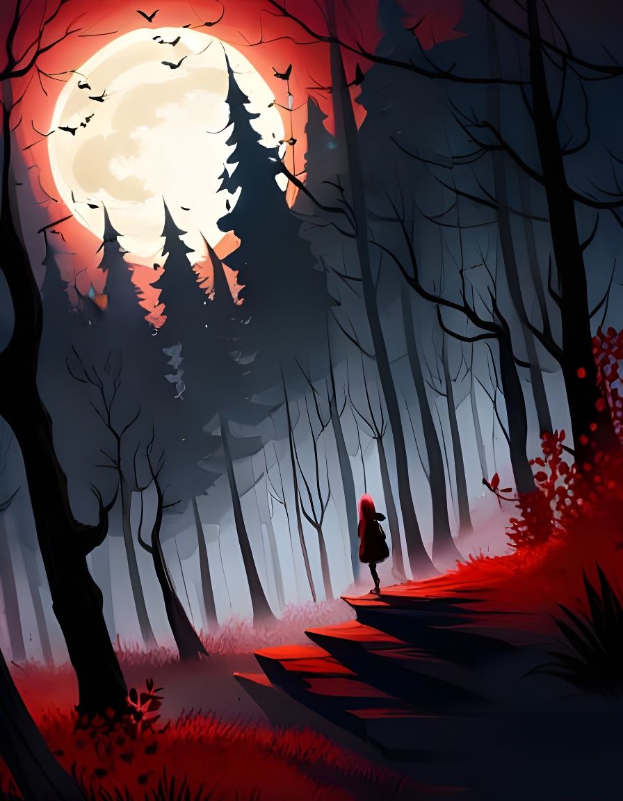 Spooky red forest