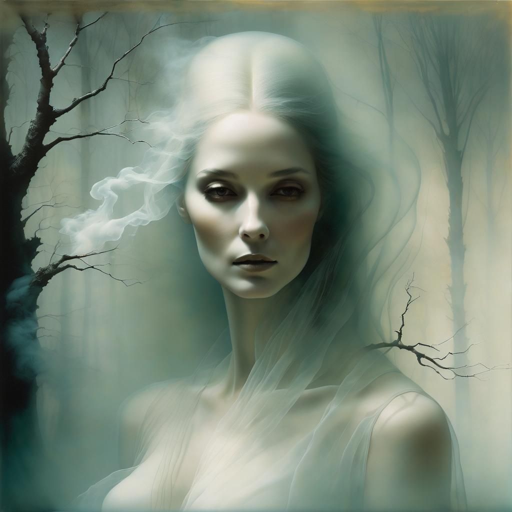 Ethereal Smoke Woman in Surrealist Style