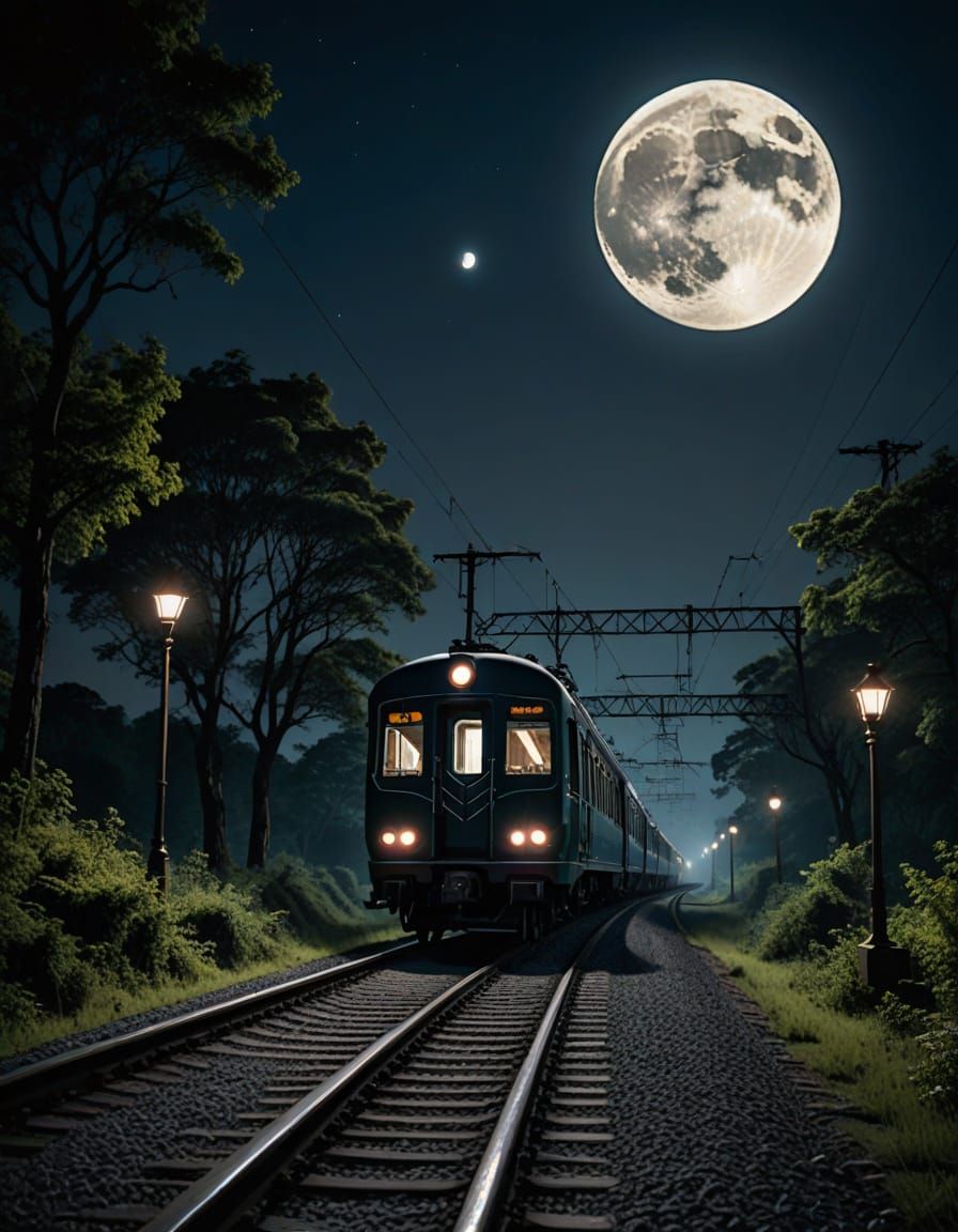 Mysterious Glowing Train Hovers Above Deserted Railway Track...