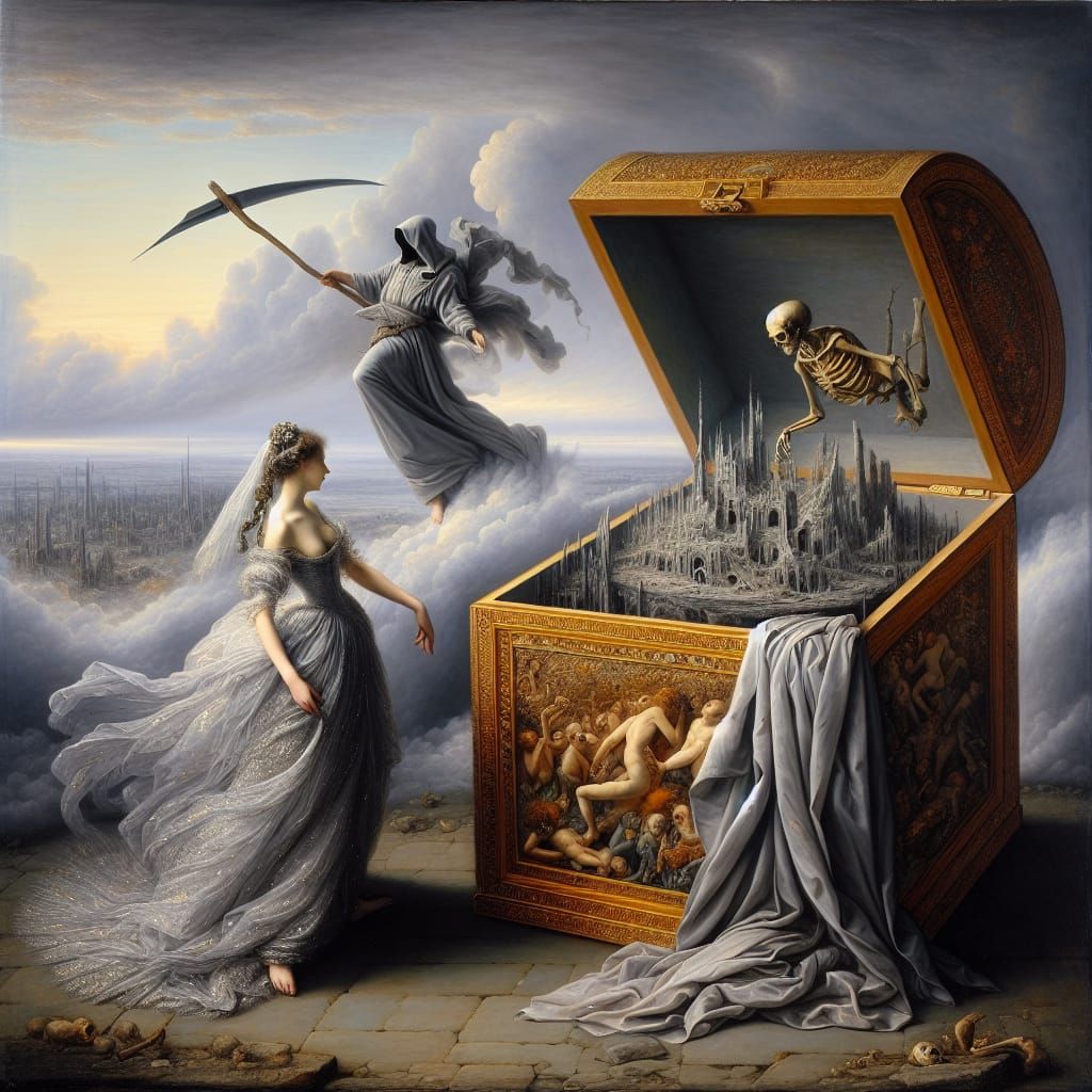 Ethereal Lady Opens Pandora's Box Diorama