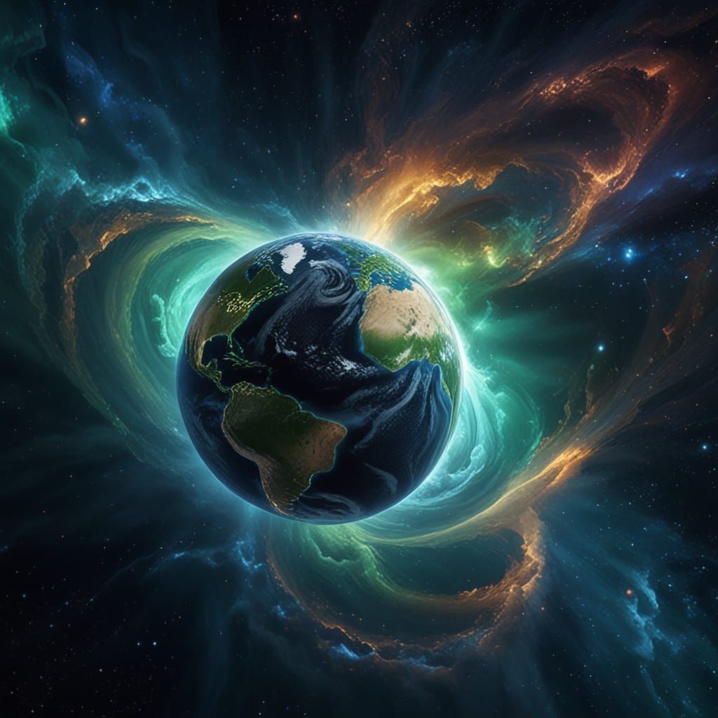 Cinematic Sci-Fi View of Earth from Space