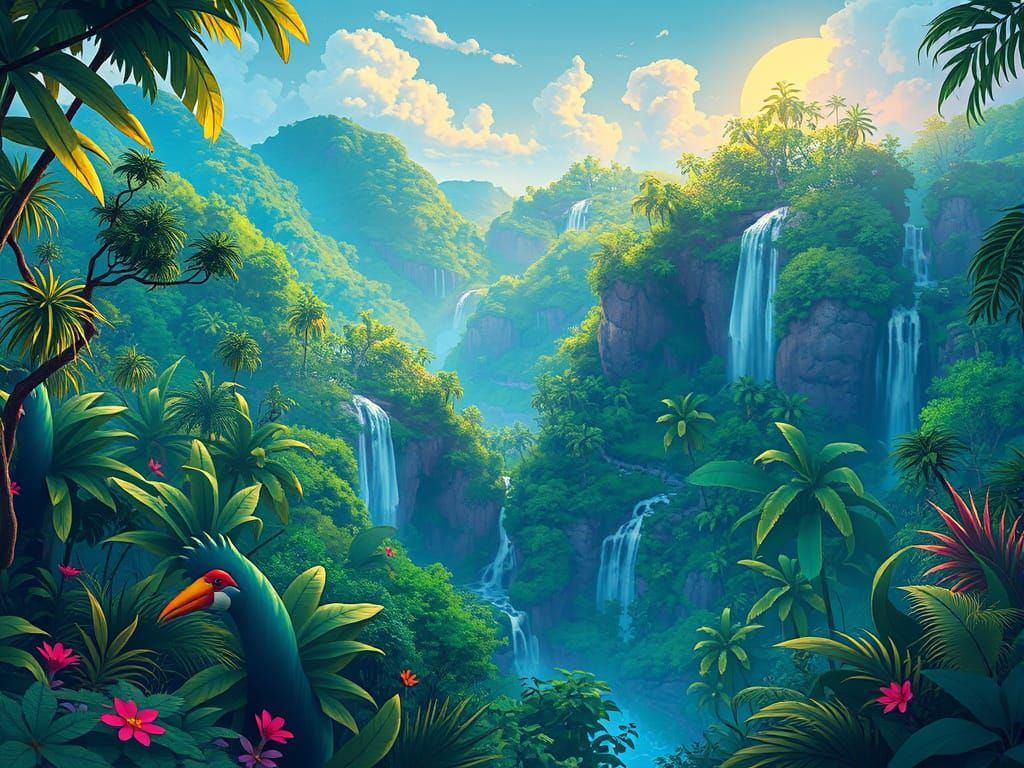 Lush Brazilian Landscape in Digital Art Style