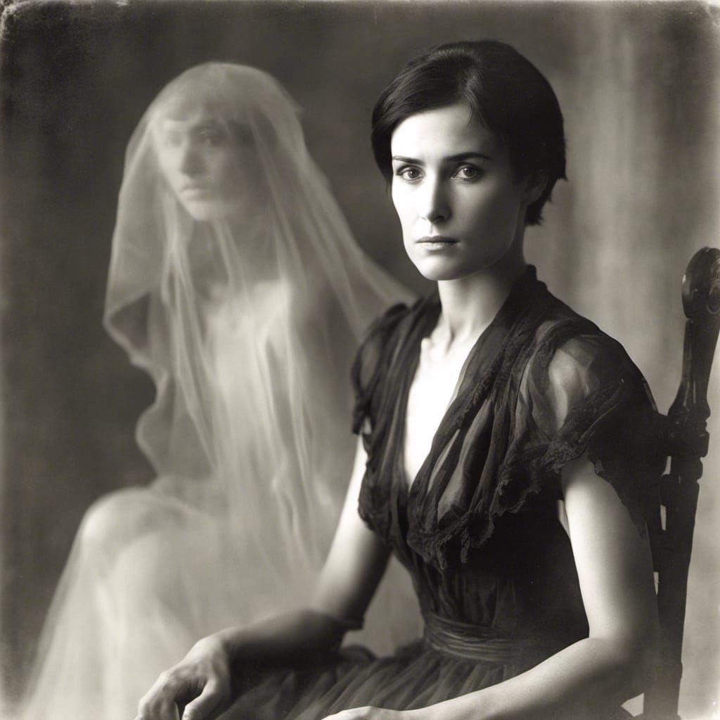 Demi Moore and Ethereal Ghost in Vintage Photo