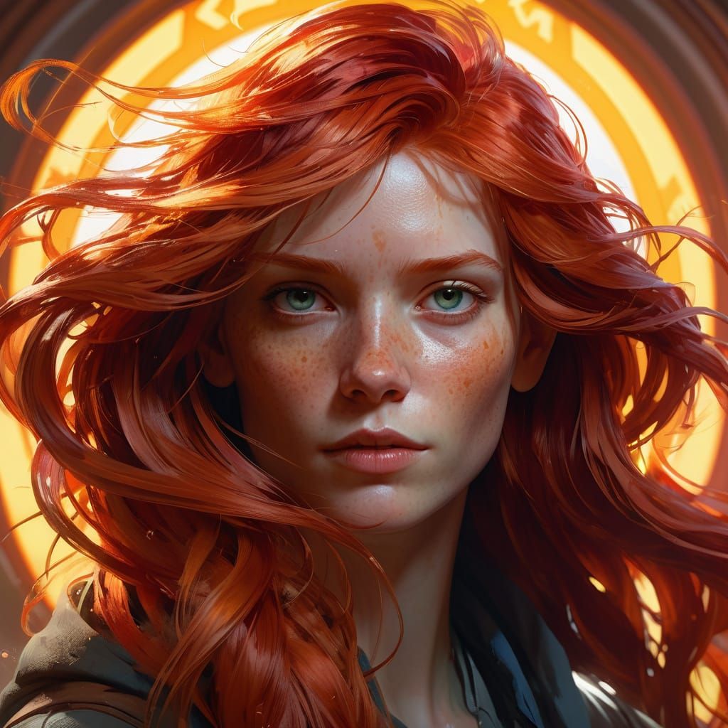 Redhead Portrait in Art Nouveau Style