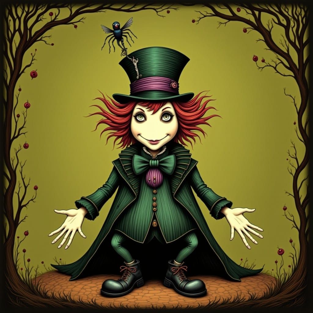 Whimsical Wonderland Scene in Arthur Rackham Style